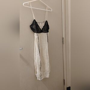 Vintage 2000s Philippe Matignon Black Lace Sheer Bust Satin Silk Slip Dress Sz S